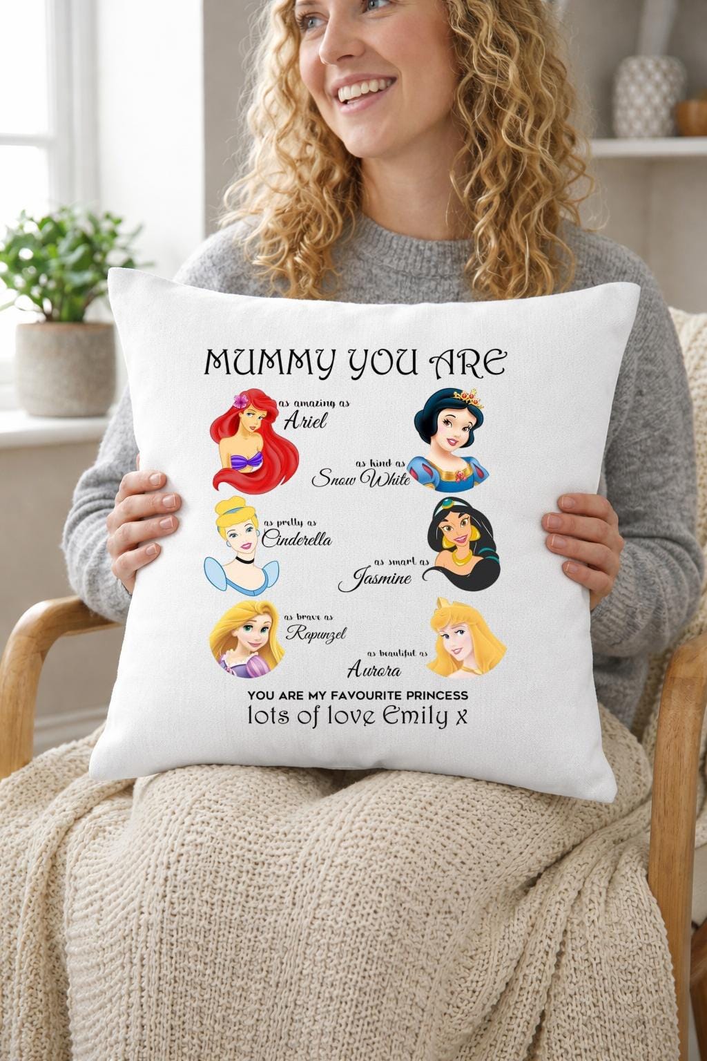 mummy, princess, personalised cushion cover mummy, princess, personalised cushion cover
