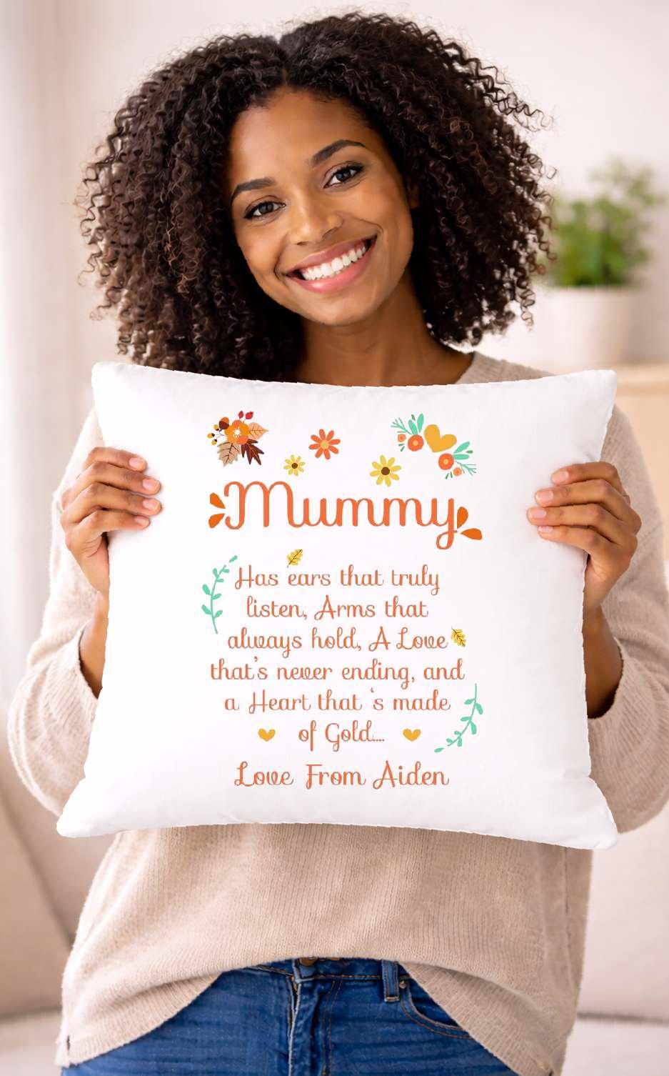 mummy, made of gold, personalised cushion cover mummy, made of gold, personalised cushion cover