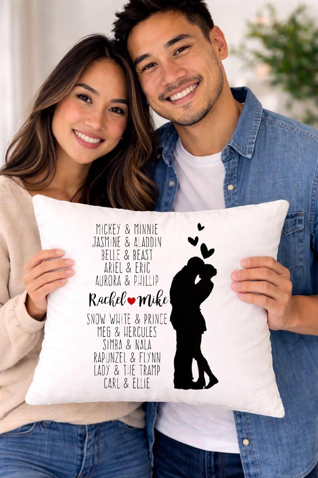 couple, silhouette, personalised cushion cover couple, silhouette, personalised cushion cover