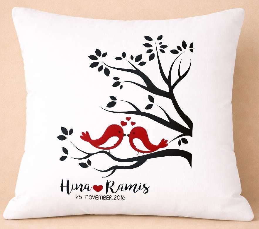 couple lovebirds, personalised cushion cover couple lovebirds, personalised cushion cover