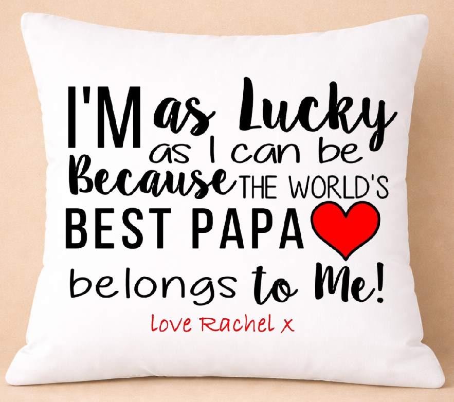 best papa, lucky, personalised cushion cover best papa, lucky, personalised cushion cover