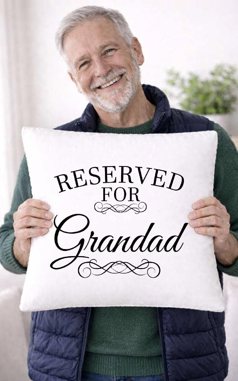 reserved for grandad, quote cushion cover reserved for grandad, quote cushion cover