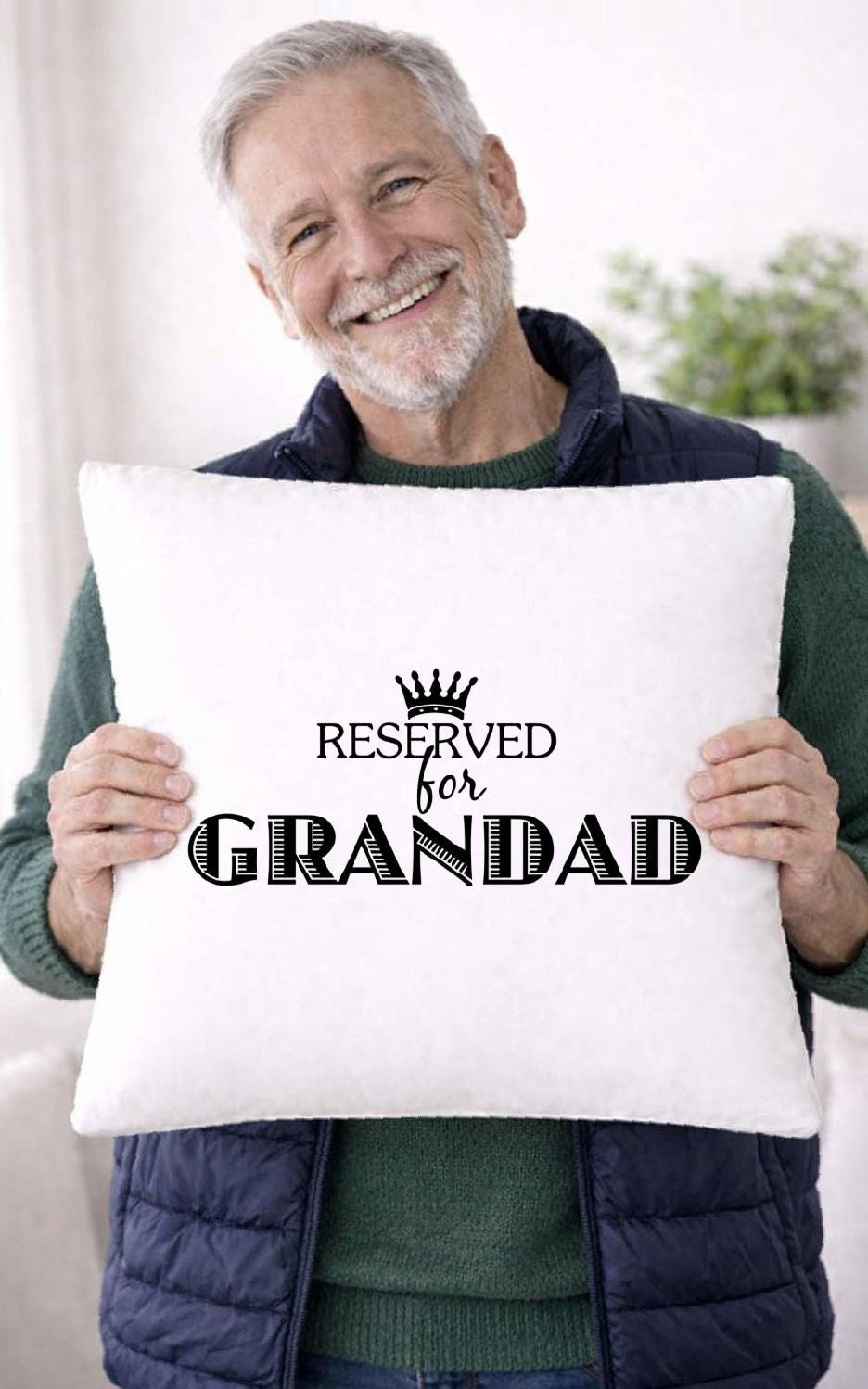 reserved for grandad, crown, quote cushion cover reserved for grandad, crown, quote cushion cover