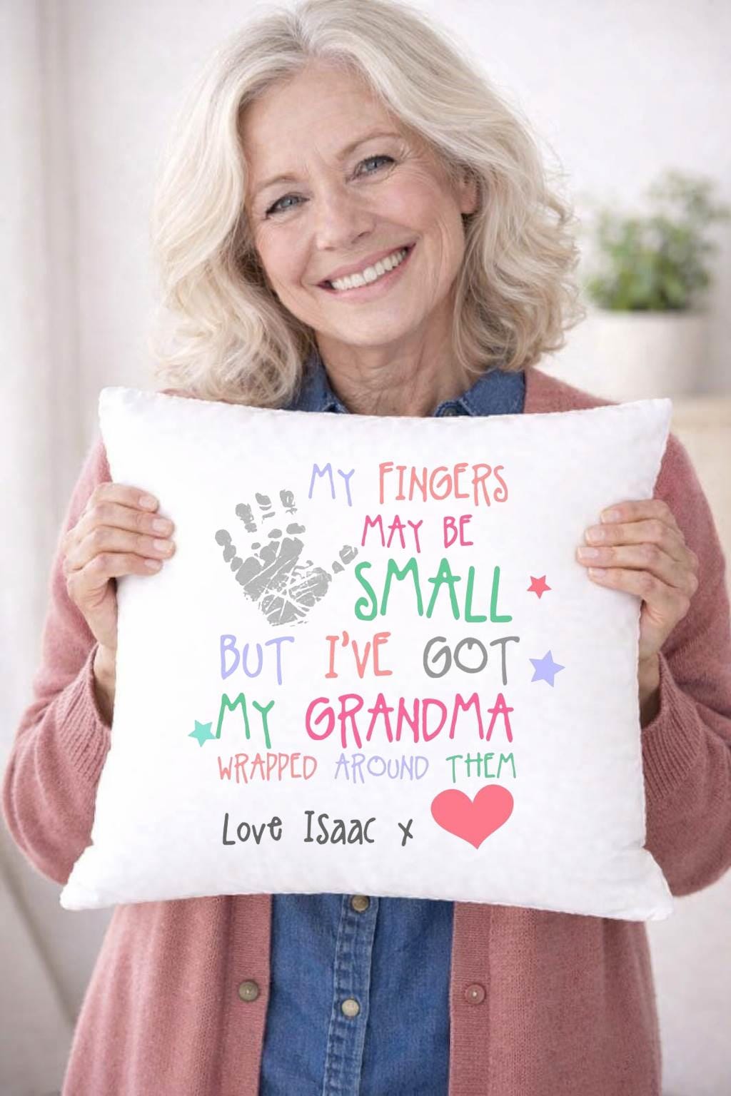 my fingers, grandma, personalised cushion cover my fingers, grandma, personalised cushion cover