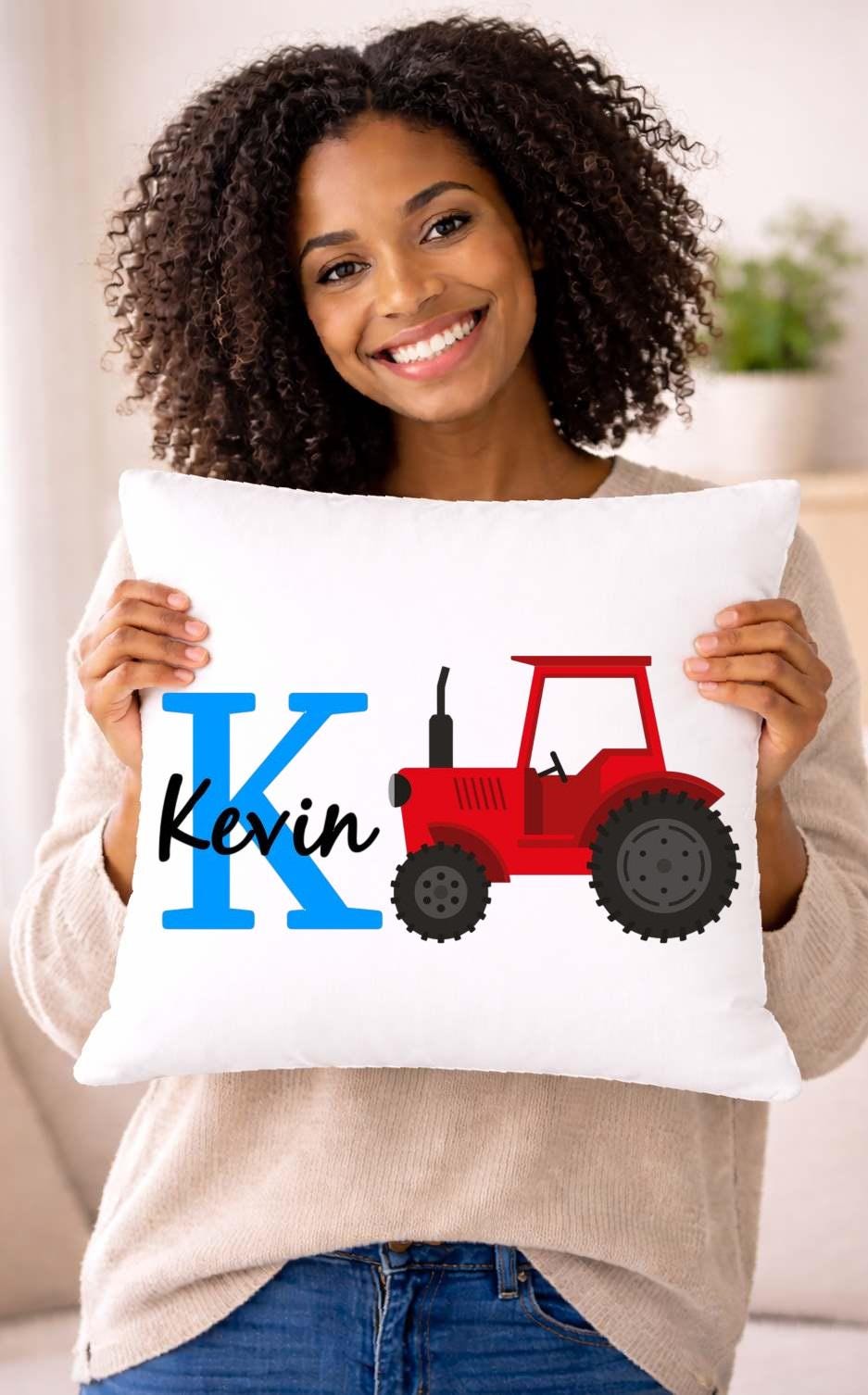 tractor, name, personalised cushion cover tractor, name, personalised cushion cover