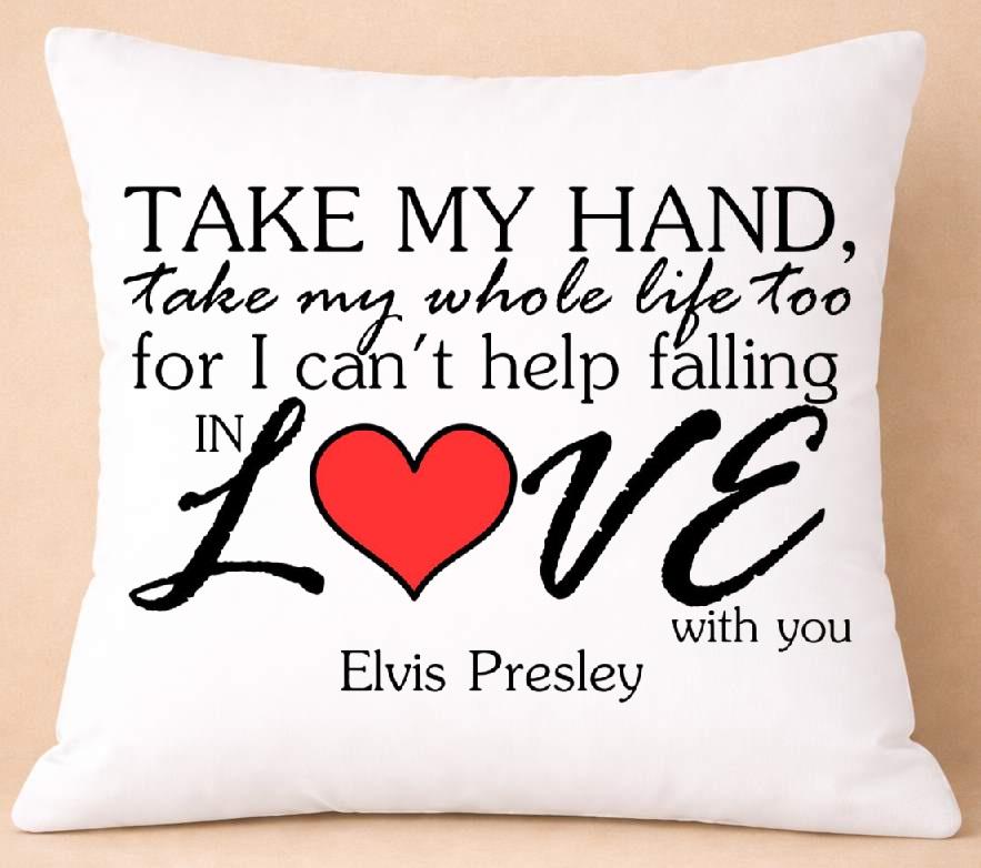 elvis presley, falling in love, lyrics cushion cover elvis presley, falling in love, lyrics cushion cover