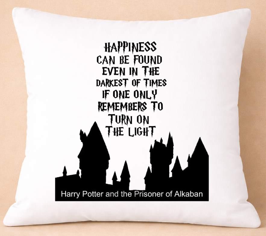 harry potter, azkaban, happiness, quote cushion cover harry potter, azkaban, happiness, quote cushion cover