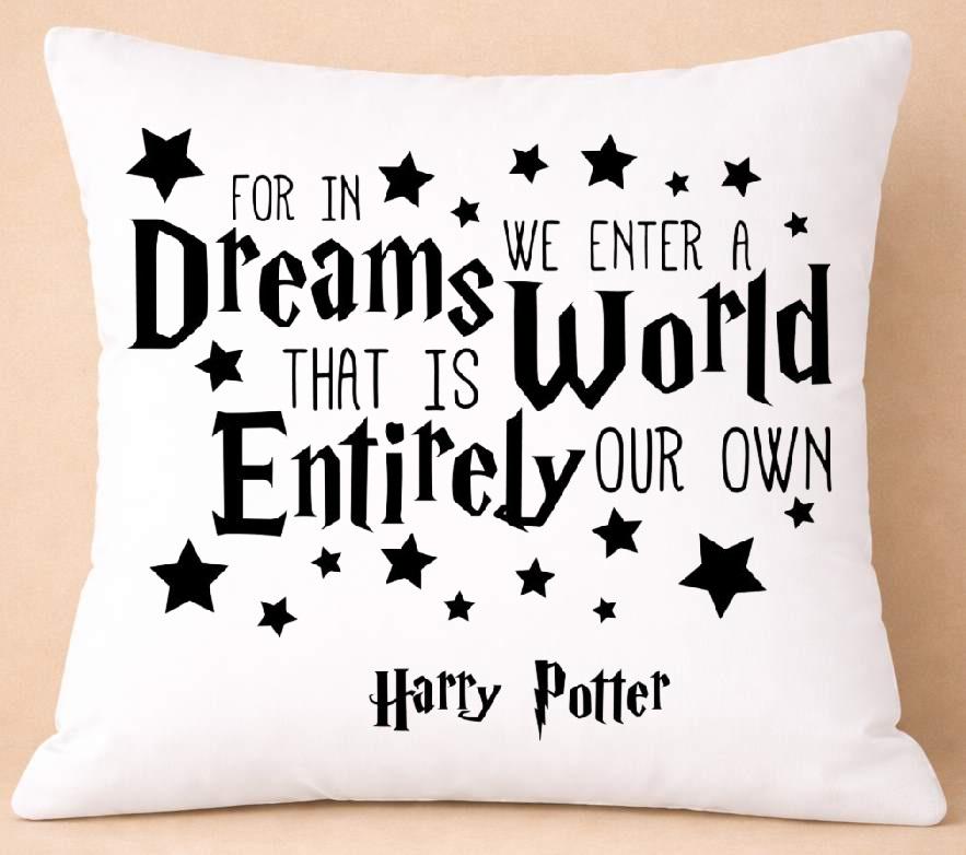 harry potter, in dreams, quote cushion cover harry potter, in dreams, quote cushion cover