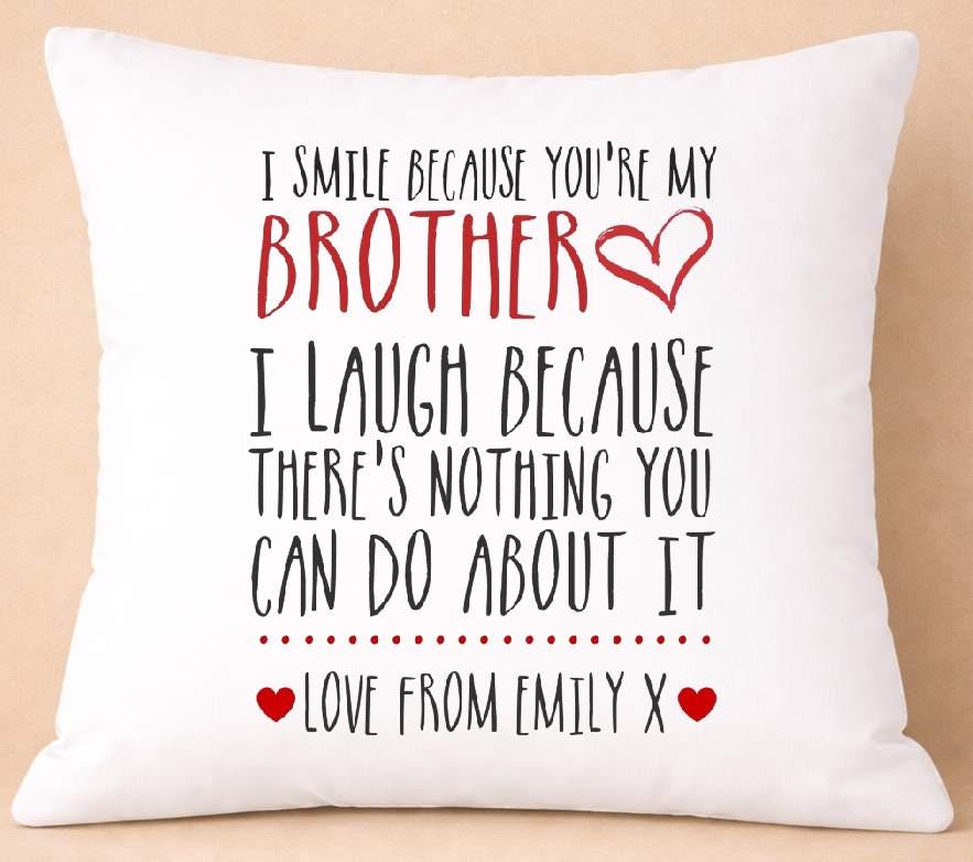 brother smile, personalised cushion cover brother smile, personalised cushion cover