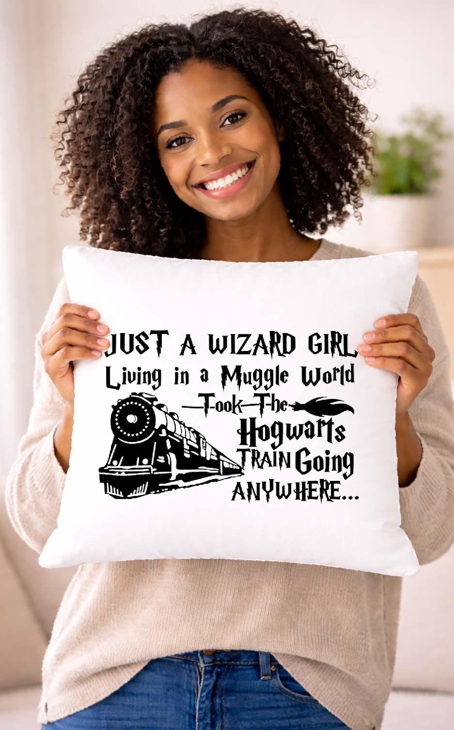 wizard girl, quote cushion cover wizard girl, quote cushion cover