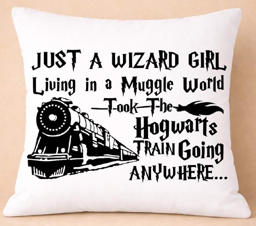wizard girl, quote cushion cover wizard girl, quote cushion cover