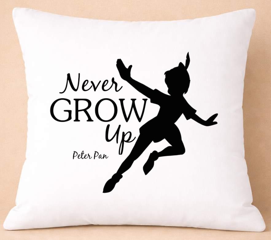peter pan, never grow up, quote cushion cover peter pan, never grow up, quote cushion cover