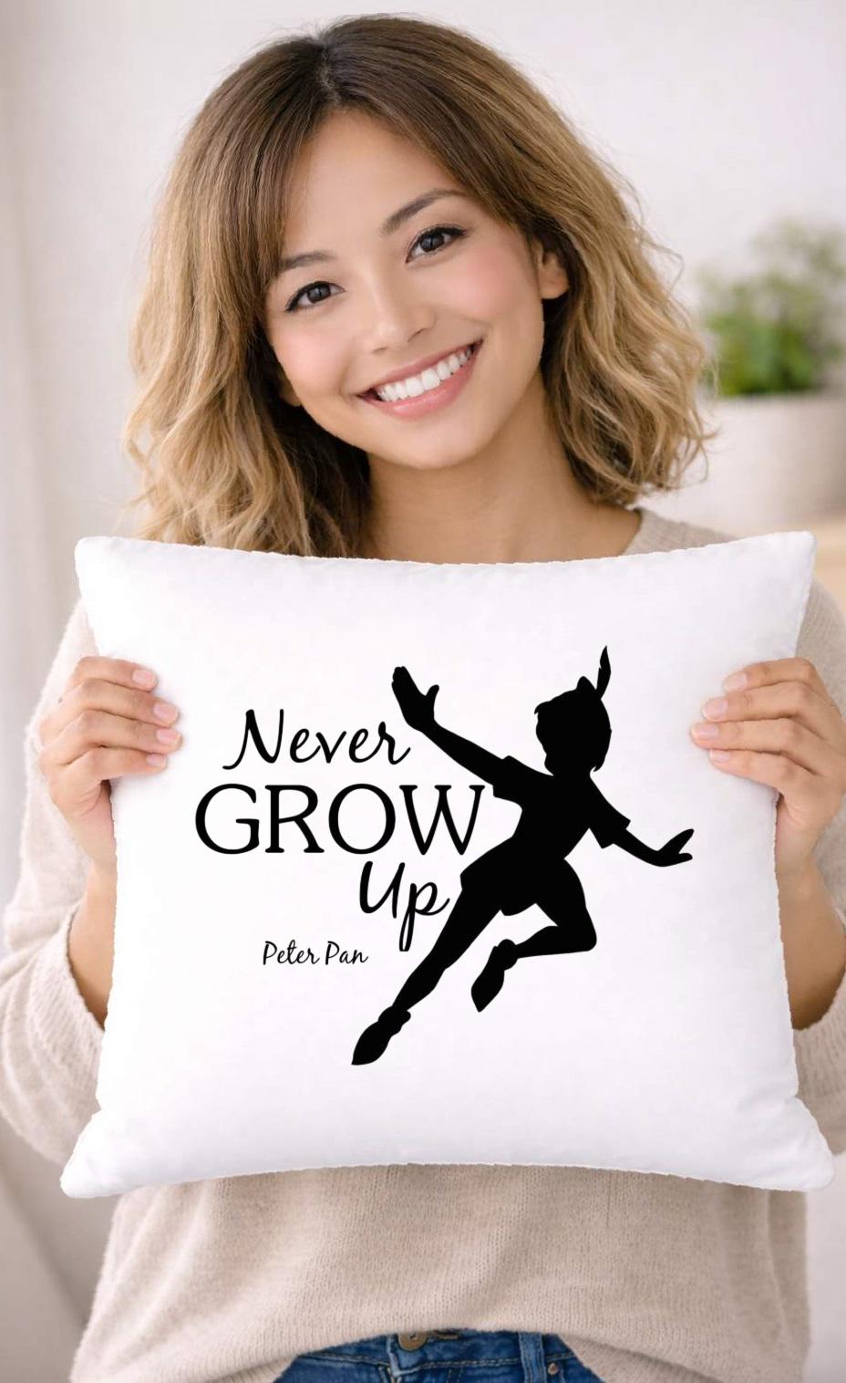 peter pan, never grow up, quote cushion cover peter pan, never grow up, quote cushion cover
