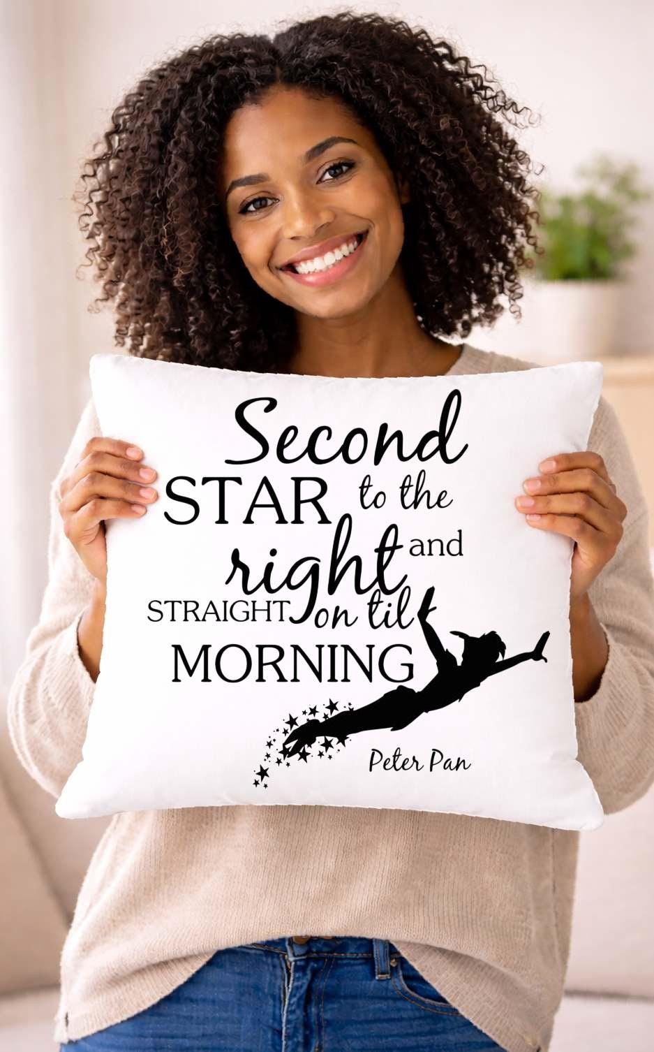peter pan, second star, quote cushion cover peter pan, second star, quote cushion cover