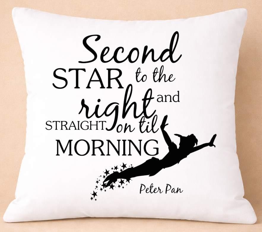 peter pan, second star, quote cushion cover peter pan, second star, quote cushion cover