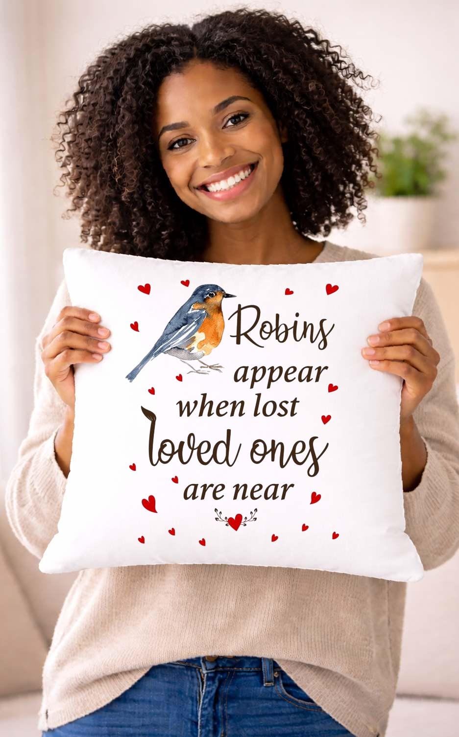 robin appears, quote cushion cover robin appears, quote cushion cover