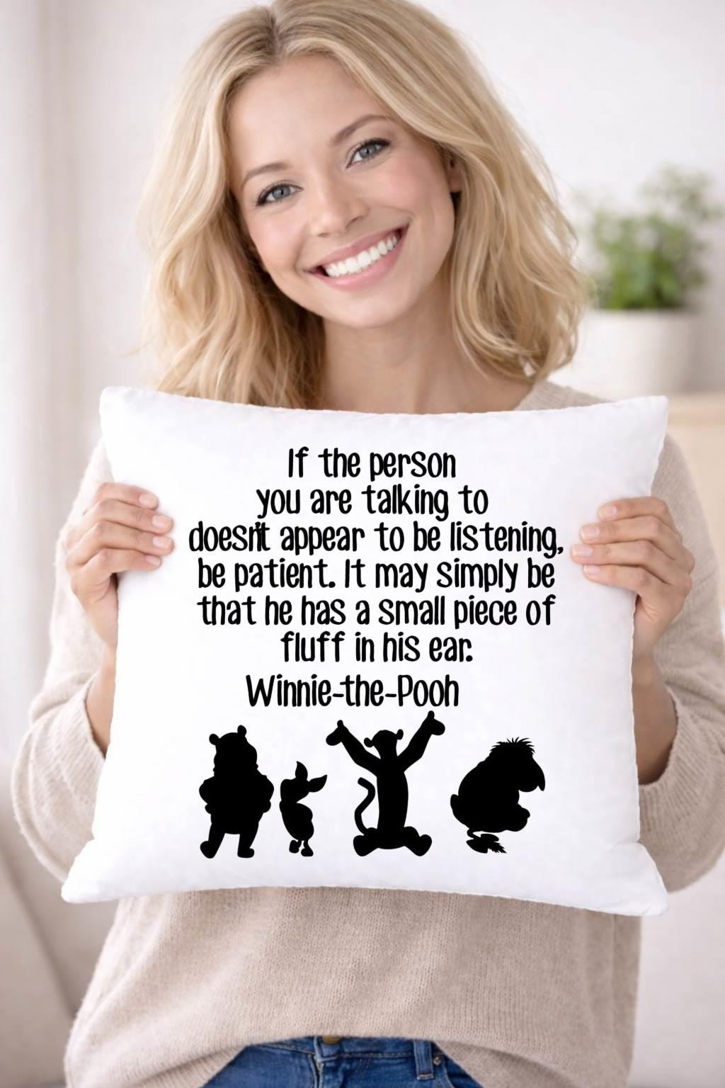 winnie the pooh, be patient, quote cushion cover winnie the pooh, be patient, quote cushion cover
