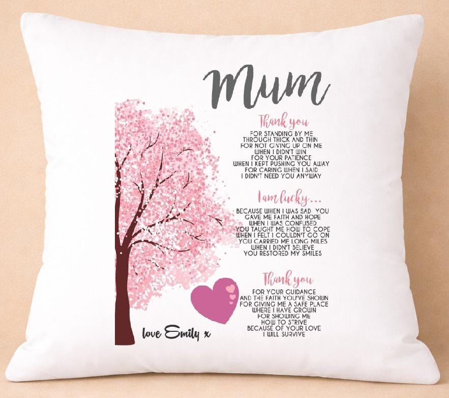 mum, thank you, personalised cushion cover mum, thank you, personalised cushion cover