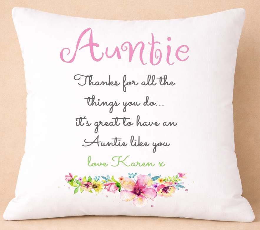 auntie, thanks, personalised cushion cover auntie, thanks, personalised cushion cover