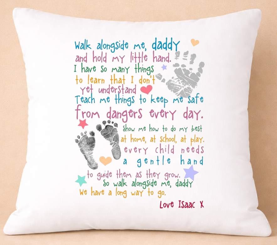 daddy, walk alongside me, personalised cushion cover daddy, walk alongside me, personalised cushion cover