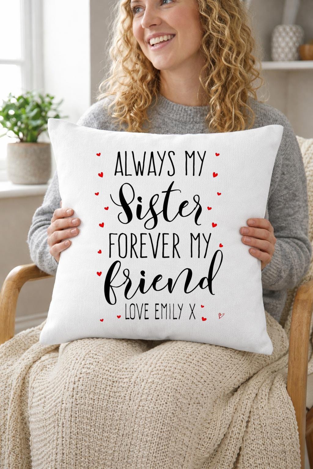 sister my friend, personalised cushion cover sister my friend, personalised cushion cover