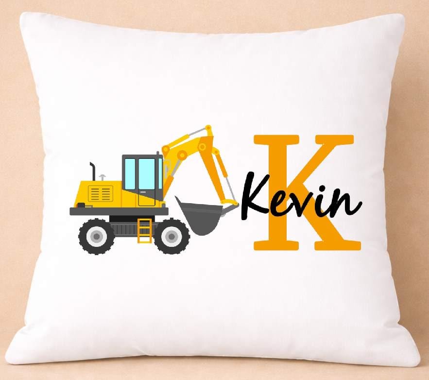 digger name, personalised cushion cover digger name, personalised cushion cover