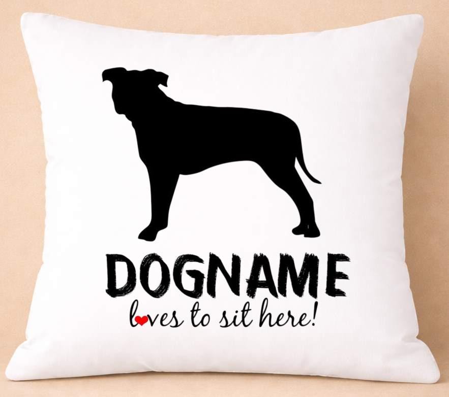 loves to sit, dog name, personalised cushion cover loves to sit, dog name, personalised cushion cover
