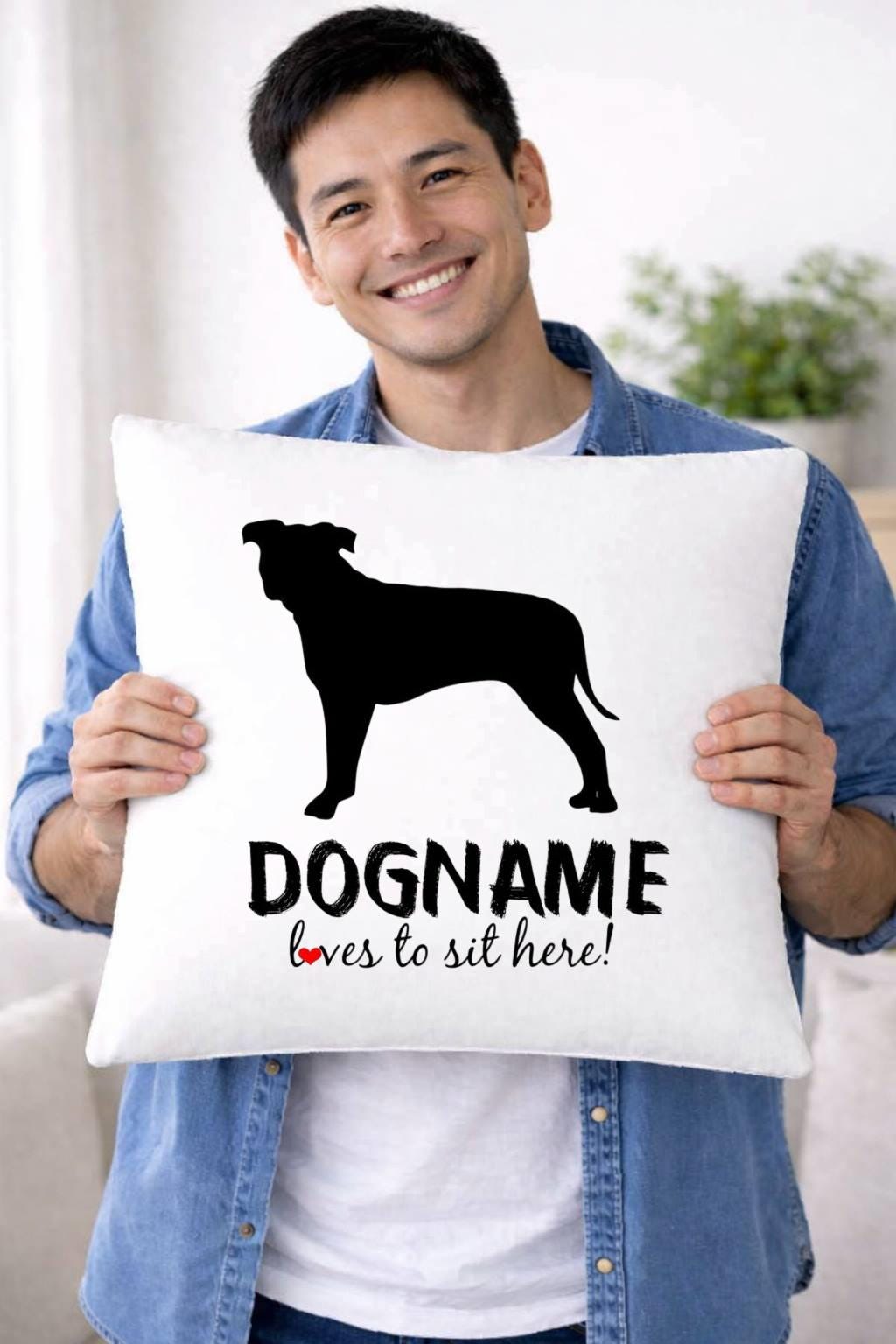 loves to sit, dog name, personalised cushion cover loves to sit, dog name, personalised cushion cover