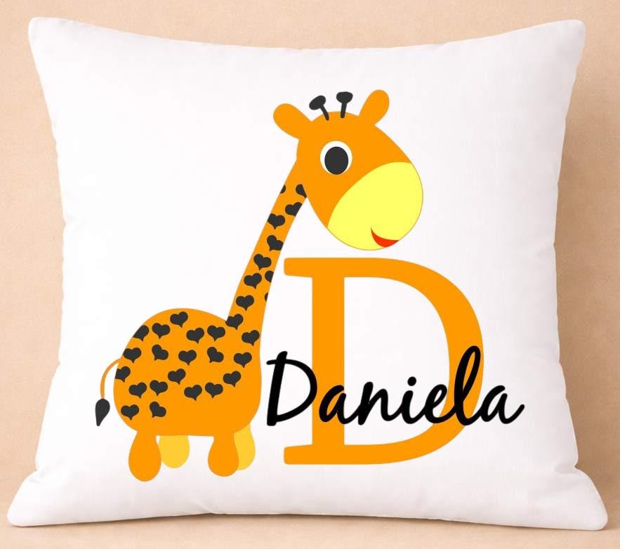 giraffe, name, initial, personalised cushion cover giraffe, name, initial, personalised cushion cover