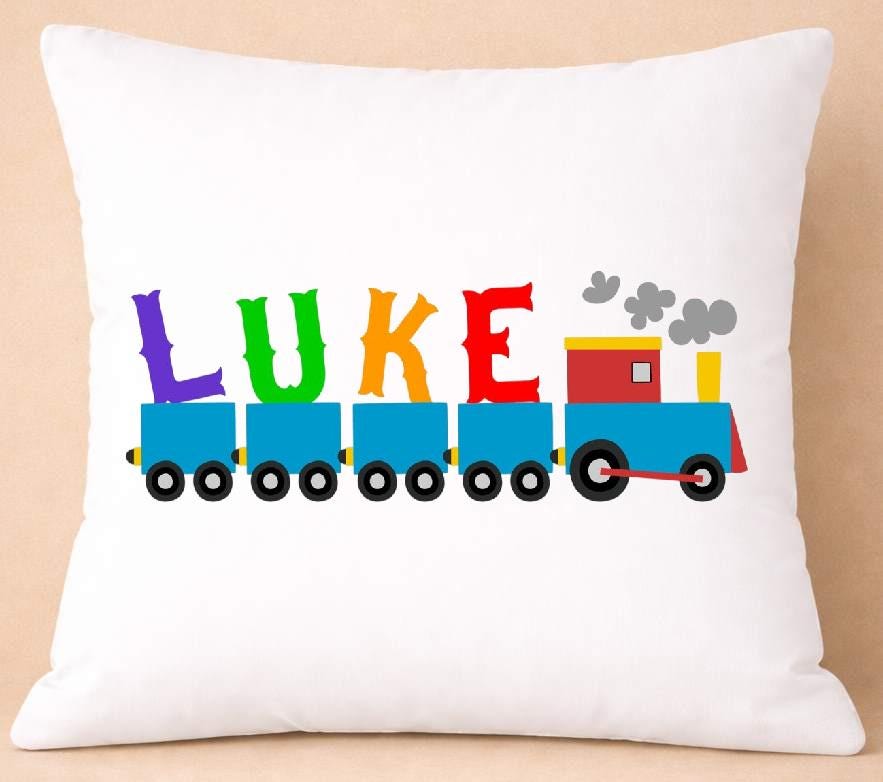 train name, personalised cushion cover train name, personalised cushion cover