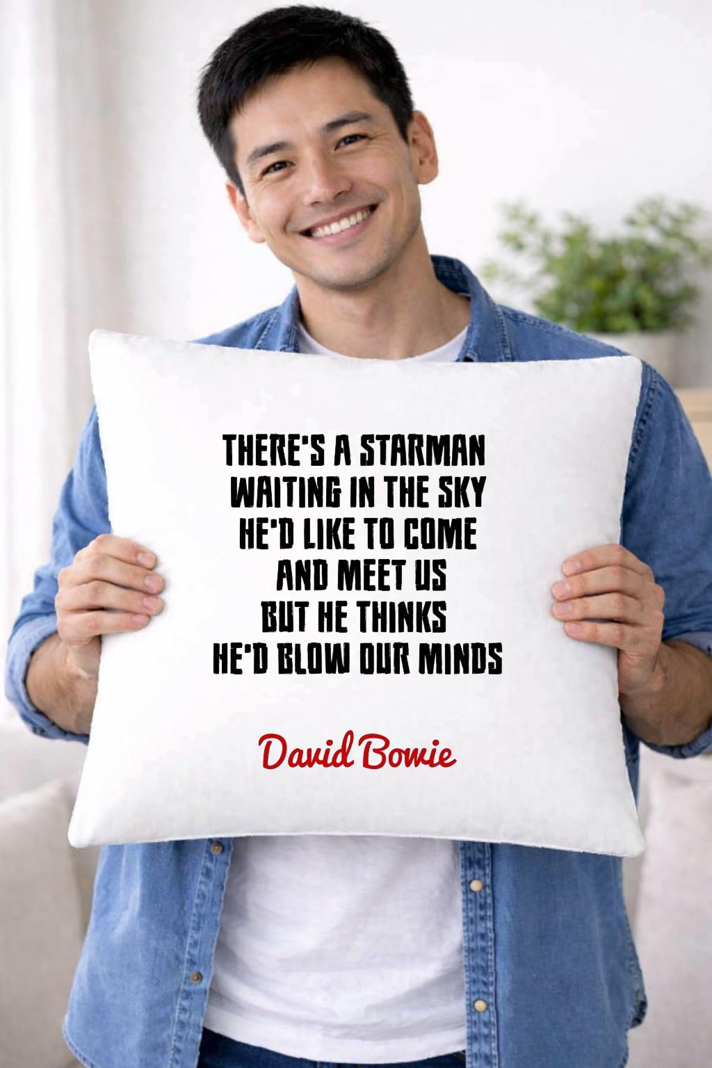 david bowie, starman, lyrics cushion cover david bowie, starman, lyrics cushion cover