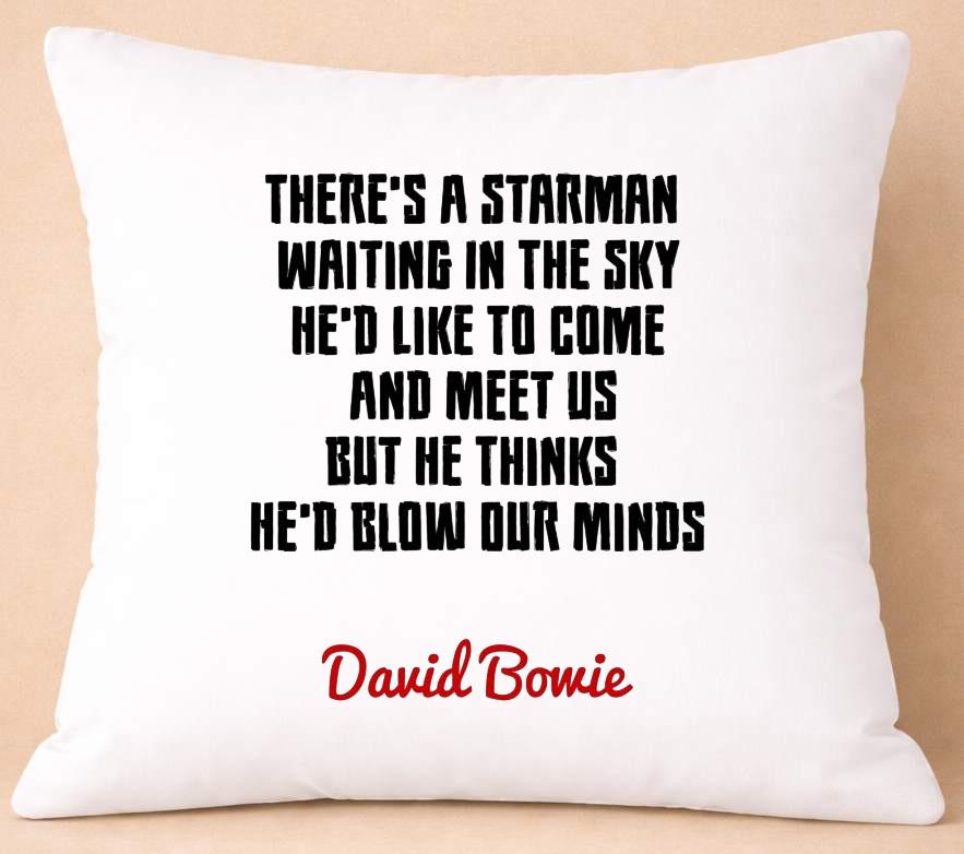 david bowie, starman, lyrics cushion cover david bowie, starman, lyrics cushion cover