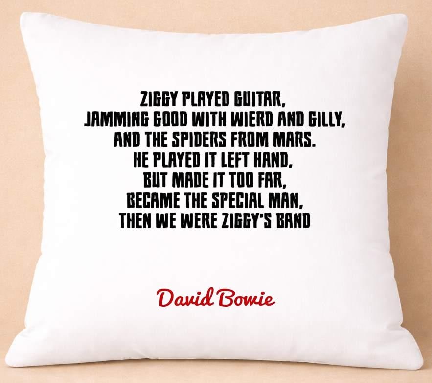 david bowie, ziggy played guitar, lyrics cushion cover david bowie, ziggy played guitar, lyrics cushion cover