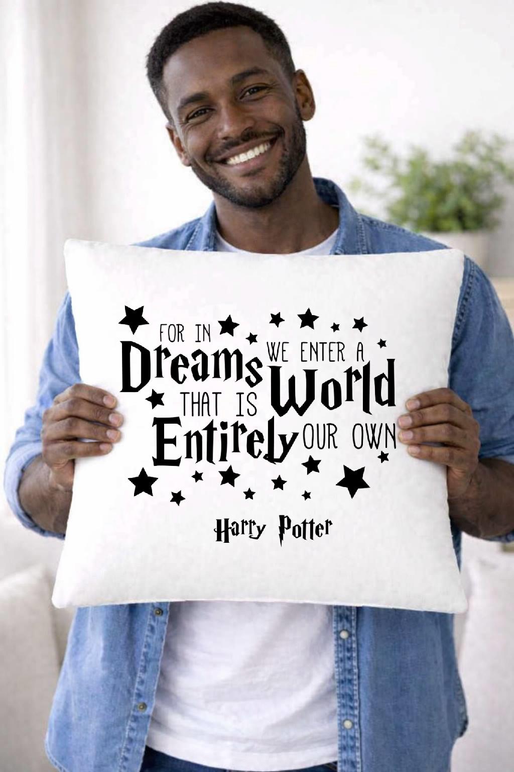harry potter, in dreams, quote cushion cover harry potter, in dreams, quote cushion cover