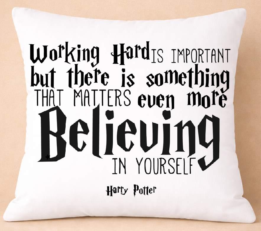 harry potter, working hard, quote cushion cover harry potter, working hard, quote cushion cover