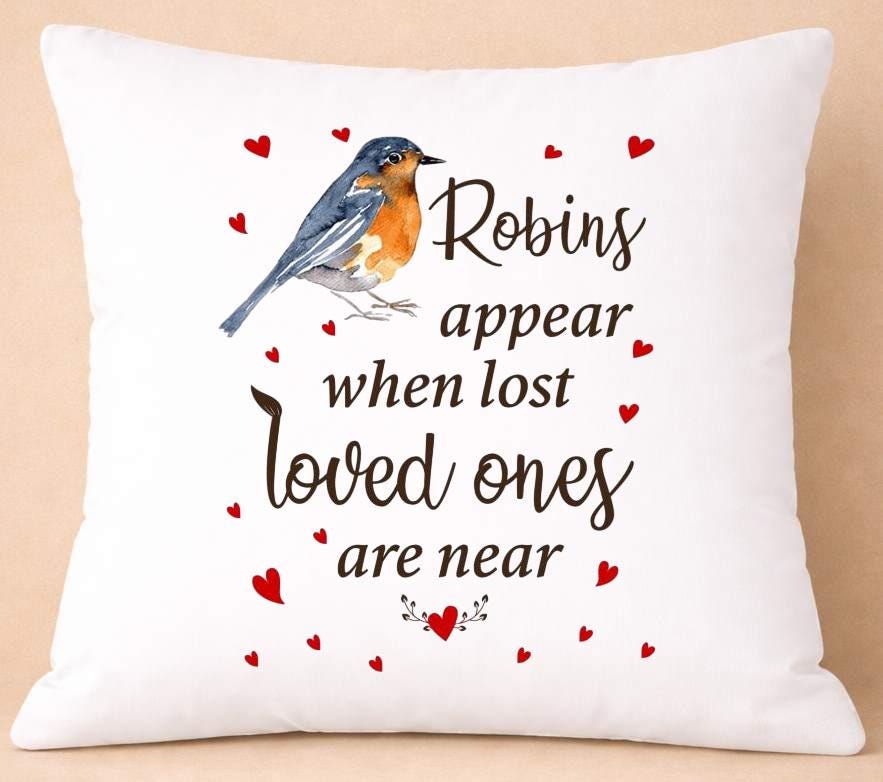 robin appears, quote cushion cover robin appears, quote cushion cover