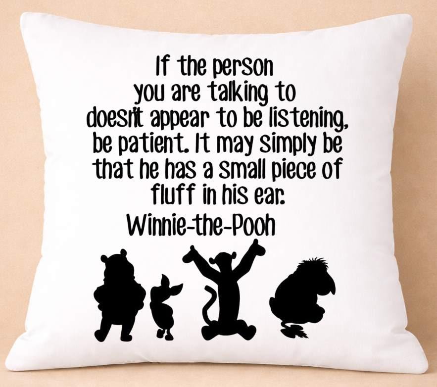winnie the pooh, be patient, quote cushion cover winnie the pooh, be patient, quote cushion cover