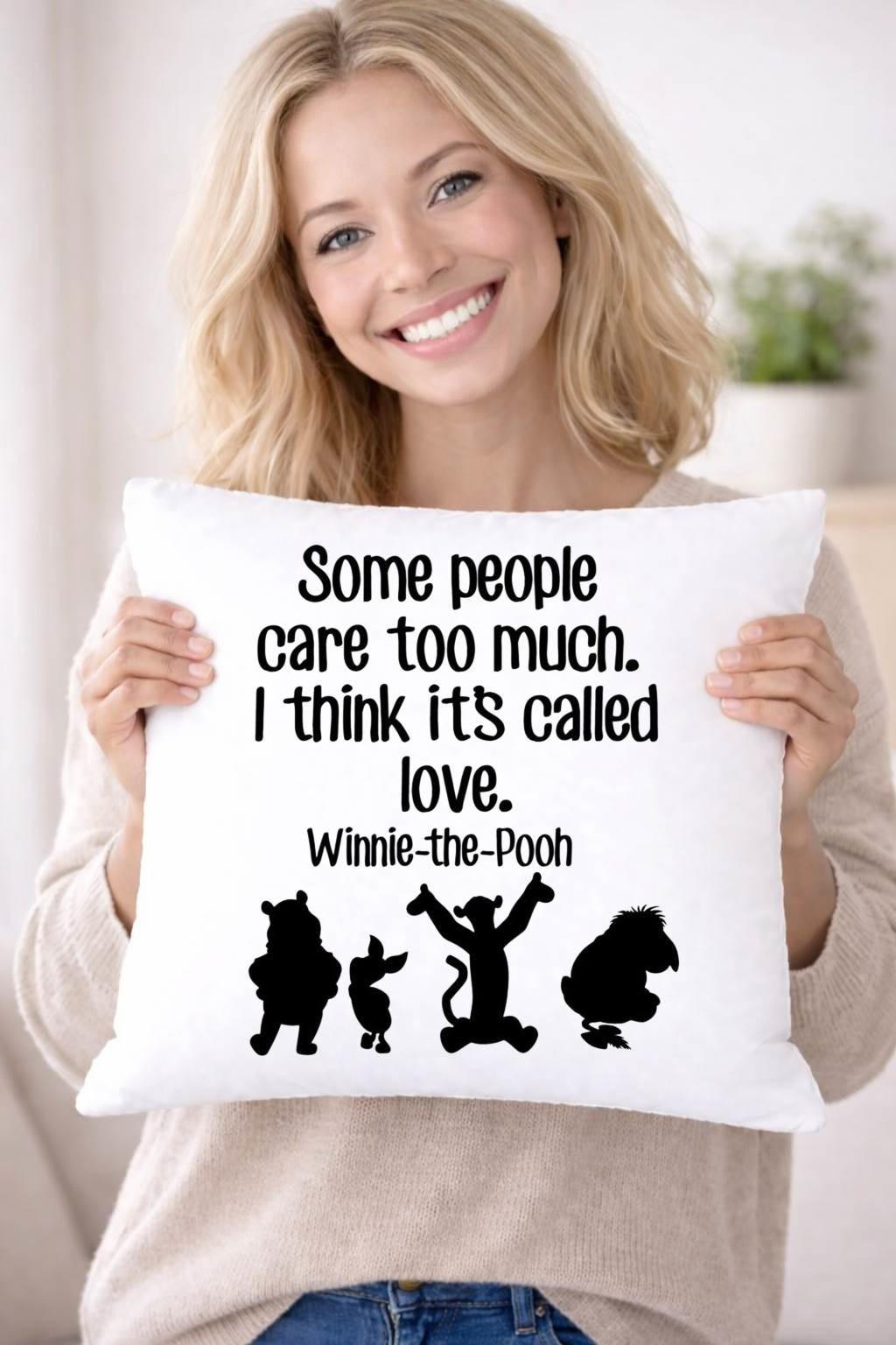 winnie the pooh, care love, quote cushion cover winnie the pooh, care love, quote cushion cover