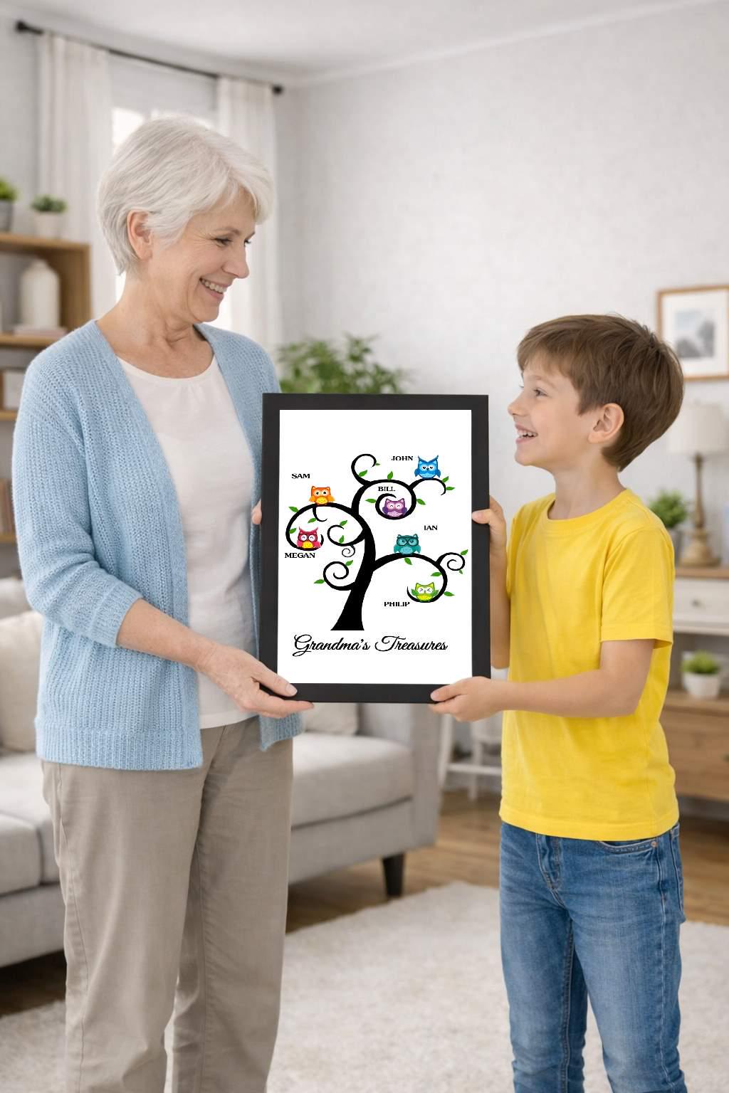owl family tree, personalised photo cover owl family tree, personalised photo cover