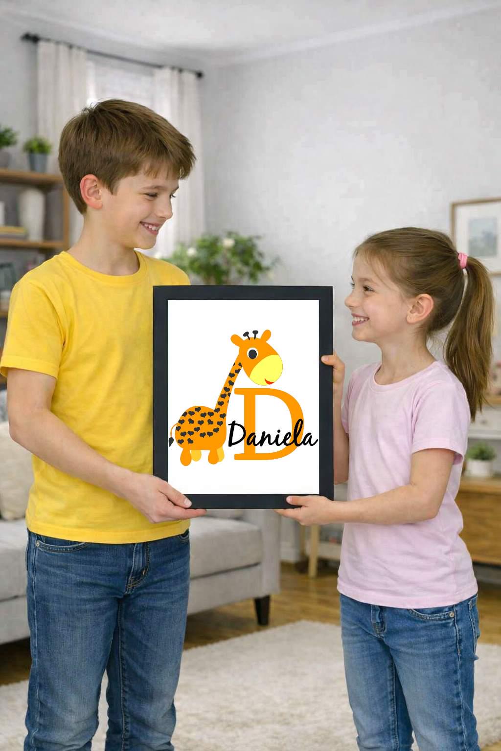 giraffe, name, initial, personalised photo cover giraffe, name, initial, personalised photo cover