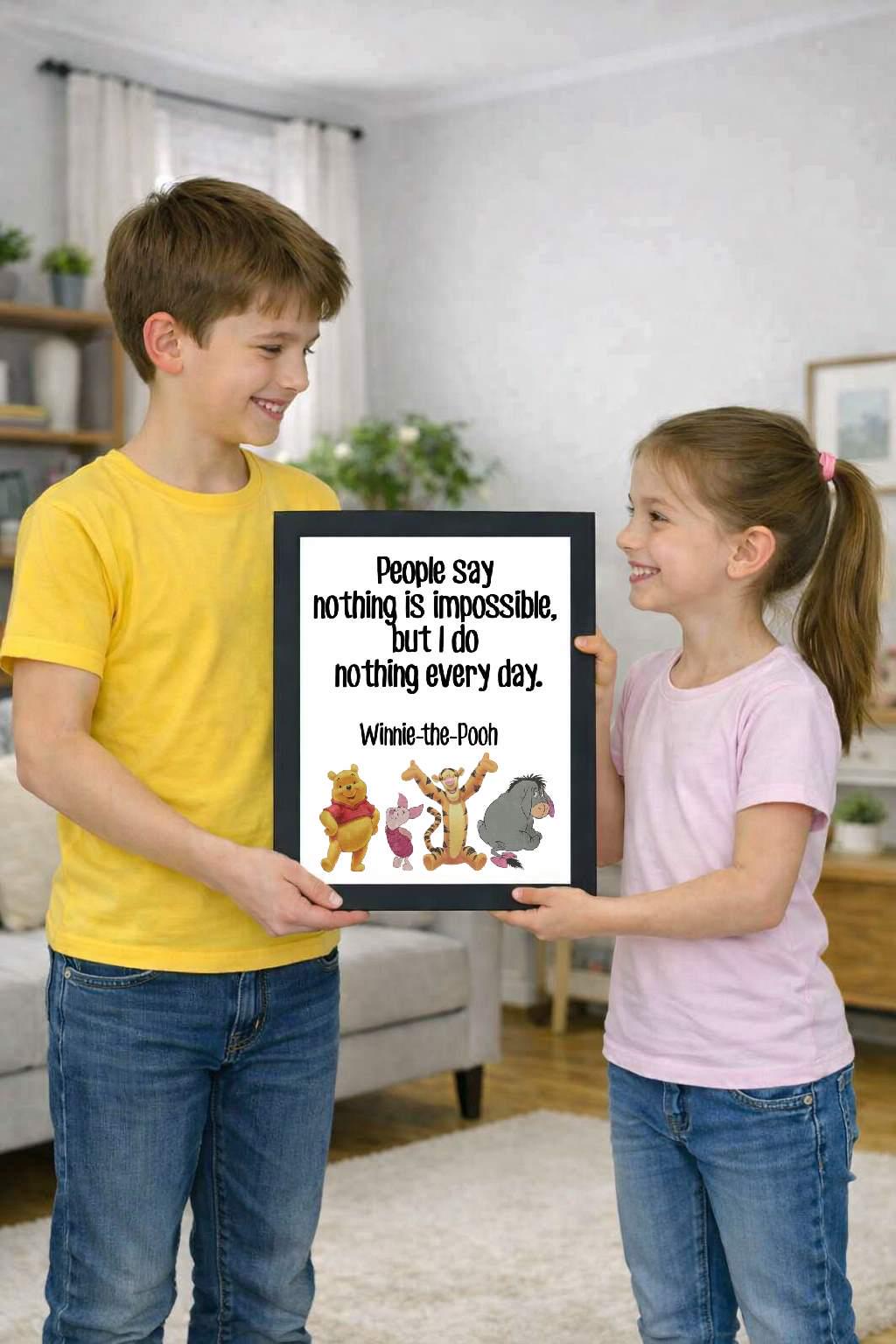 winnie the pooh, nothing impossible, quote photo cover winnie the pooh, nothing impossible, quote photo cover